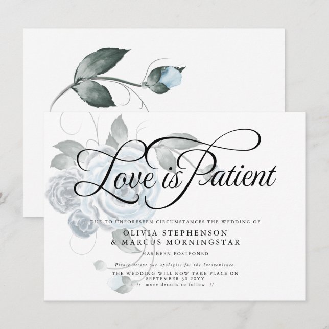 Aufgehängte Hochzeit Wasserfarbe Dusty Blue Floral Einladung (Vorne/Hinten)