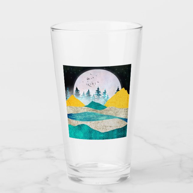 Aufgehende Supermond-Landschaft Glas (Vorderseite)