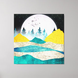Aufgehende Supermond-Landschaft Leinwanddruck