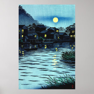 Aufgehender Mond am Katase-Fluss Kasamatsu Shiro 1 Poster