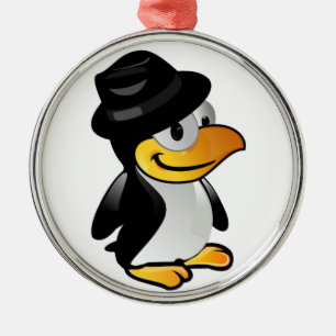 aufgeputzter Pinguin Silbernes Ornament