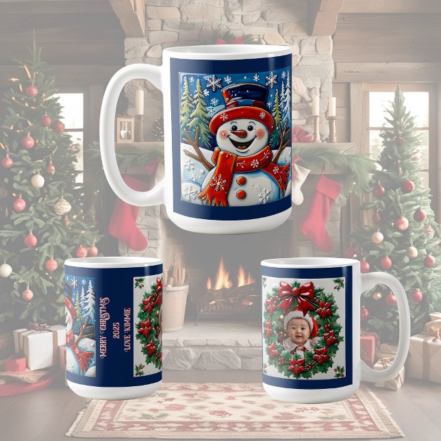 Aufgeregt Snowman Weihnachten Anpassbar Kaffeetasse (Von Creator hochgeladen)