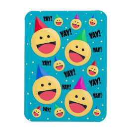 Aufgeregt YAY Emojis in Party Hats Holiday Pos Magnet
