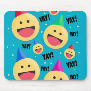 Aufgeregt YAY Emojis in Party Hats Holiday Pos Mousepad
