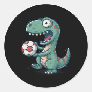 Aufgeregter Dinosaurier-Fußball für Juric und Foss Runder Aufkleber