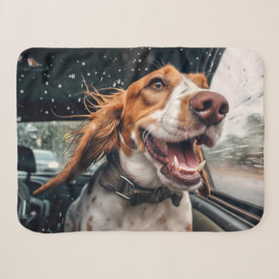 Aufgeregter Hund auf Rainy Car Ride Art Print Sherpadecke