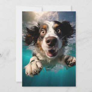 Aufgeregter Hund Schwimmt Unterwasser Design Karte