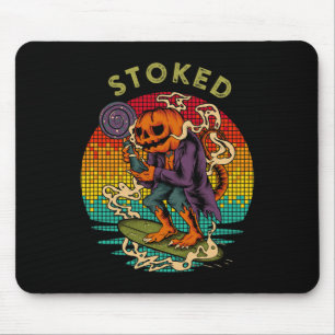 Aufgeregter lustiger Surfing-Kürbiskopf-Tier-Lutsc Mousepad