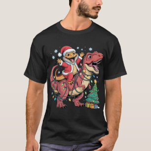 Aufgeregter Santa-Echse Reitet T-Rex T-Shirt