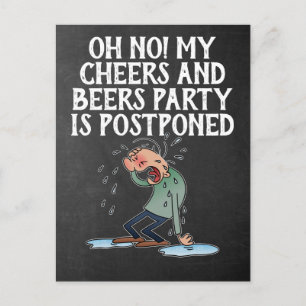 Aufgeschobene Cheers And Beers-Party-Absage Postkarte