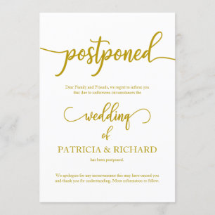 Aufgeschobene Hochzeitsanzeige Elegantes Gold Schr Einladung