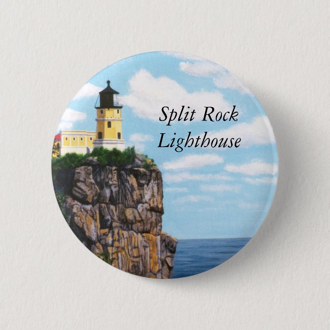 Aufgeteilter Felsen-Leuchtturm Button (Vorderseite)