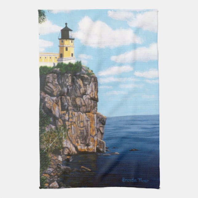 Aufgeteilter Felsen-Leuchtturm Küchentuch (Vertikal)