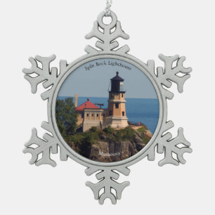 Aufgeteilter Felsen-Leuchtturmball oder Schneeflocken Zinn-Ornament