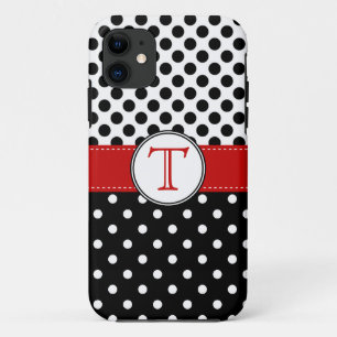 Aufgeteilter Schwarz-weißer Polka-Punkt iPhone 11 Hülle