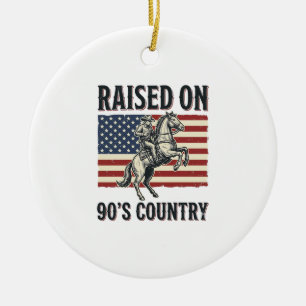 Aufgewachsen auf 90er Country Cowboy Western-Shirt Keramik Ornament