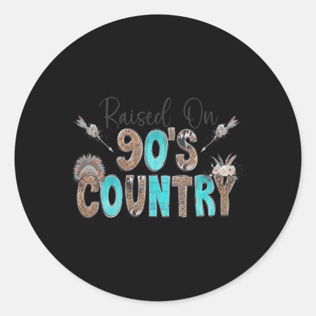 Aufgewachsen auf Country Music Bull Skull Western  Runder Aufkleber (Vorderseite)