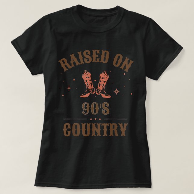 Aufgewachsen auf Country Retro Music Western Cowbo T-Shirt (Design vorne)