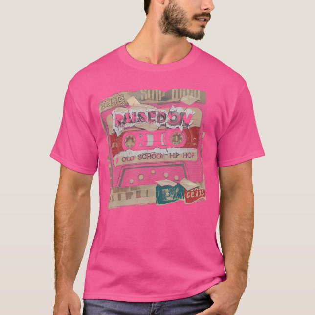 Aufgewachsen auf Old School Hip Hop Tshirt Cassett (Vorderseite)