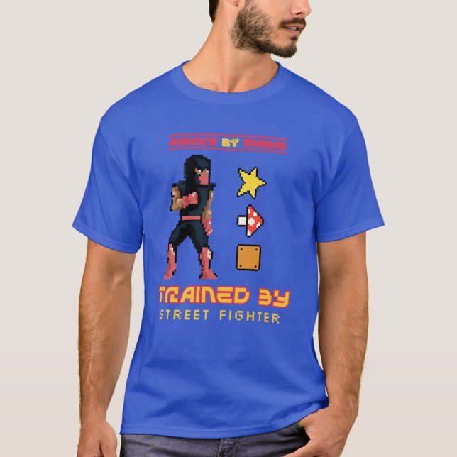 Aufgewachsen von Mario, durch Straßenkämpfer ausge T-Shirt (Vorderseite)