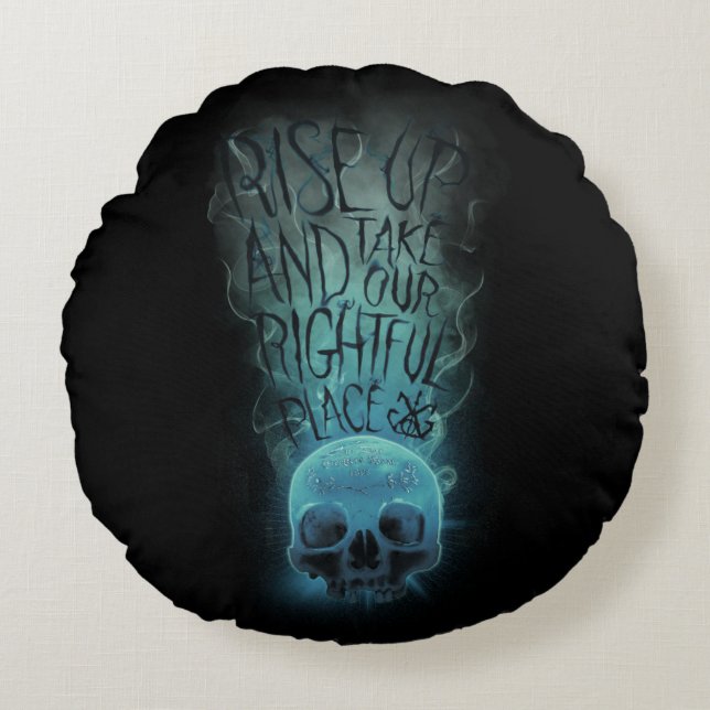 "Aufheben" - Skull & Rauch Graphic Rundes Kissen (Vorderseite)