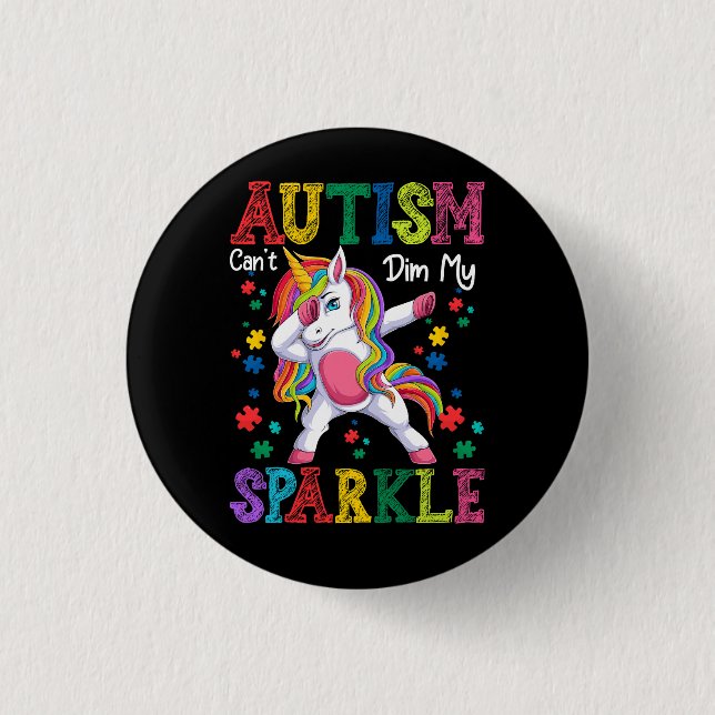 Aufklärung über Autismus Kinder, die Einhorn betäu Button (Vorderseite)