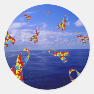Aufklärungsribbons über dem Meer Runder Aufkleber