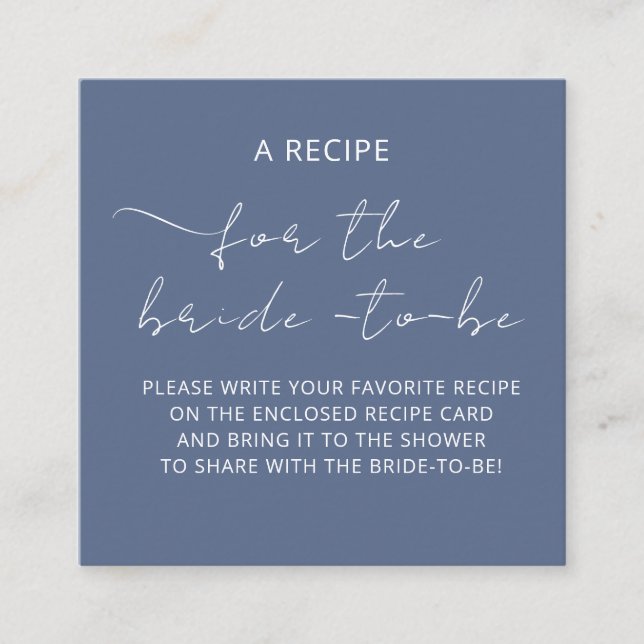 Aufkleber "A RECIPE" für die Brautdusche Begleitkarte (Vorderseite)