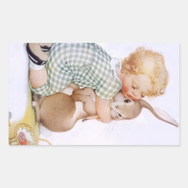 Aufkleber Antique Adorable Kaninchen Hasen (Vorderseite)