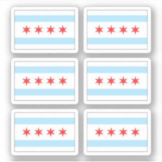 Aufkleber auf Chicagoer Flagge, Set von sechs