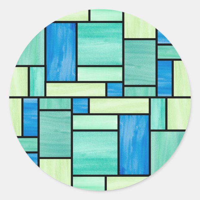 Aufkleber aus blauem und grünem Glas (Vorderseite)