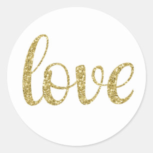Aufkleber aus Gold, Glitzer Schriftart, rund
