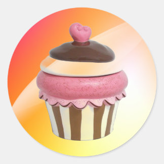 Aufkleber aus heißem Rosa und Schokoladenkuchen