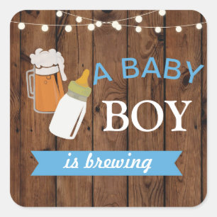 Aufkleber Beer Boy Baby Dusche Braun Blau