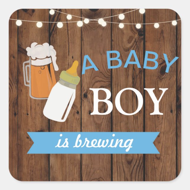 Aufkleber Beer Boy Baby Dusche Braun Blau (Vorderseite)