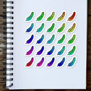 Aufkleber Blatt farbige Federn Tiny Rainbow Ombre