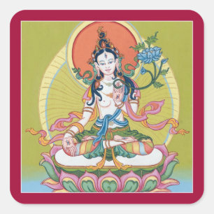 AUFKLEBER-BLATT - weißes Tara - Buddha der Quadratischer Aufkleber