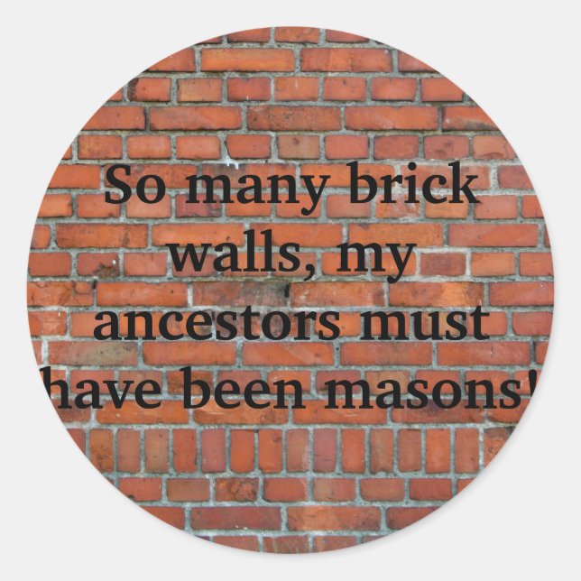 Aufkleber "Brick Wall" für Genealogie (Vorderseite)