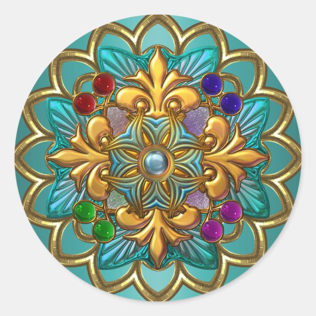 Aufkleber Bright Aquamarin Pink Gold Jewel 2 (Vorderseite)