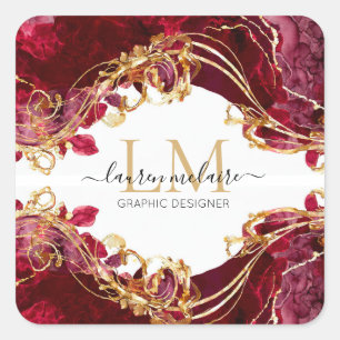 Aufkleber - Cherry Red Gold Monogramm