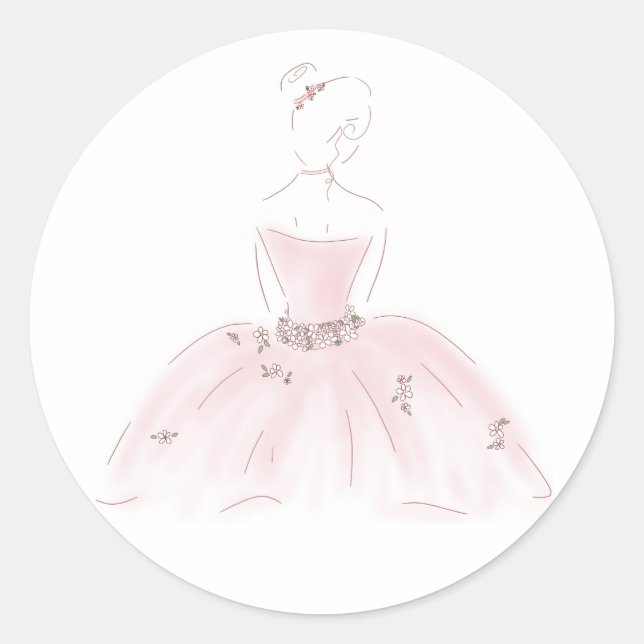 Aufkleber der Ballerina "Hübsch in Rosa" (Vorderseite)