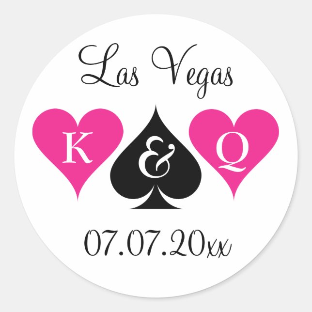 Aufkleber der Gastgeschenk Hochzeit Las Vegas mit  (Vorderseite)