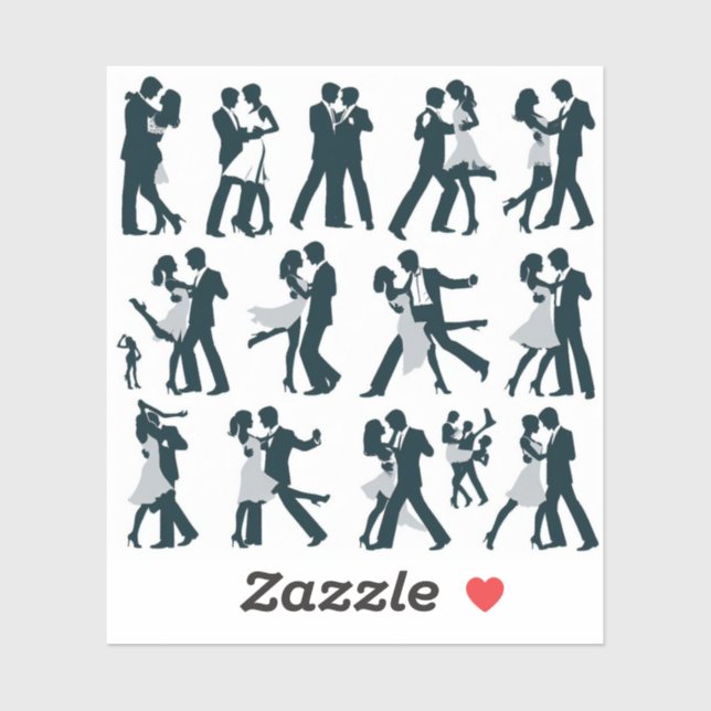 Aufkleber der Silhouette des Ehepaares, das tanzt  (Blatt)