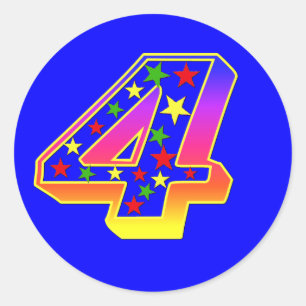 Aufkleber der Stern-Zahl-4