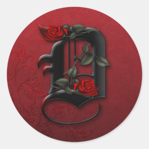 Aufkleber des Schwarz-und Rosen-Monogramm-D