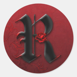 Aufkleber des Schwarz-und Rosen-Monogramm-R