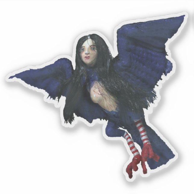Aufkleber des Vogelmädchens aus Bluttee und Roter  (Vorderseite)