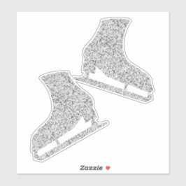 Aufkleber-Eis-Skate-Paar Figur silber Glitzer Aufkleber