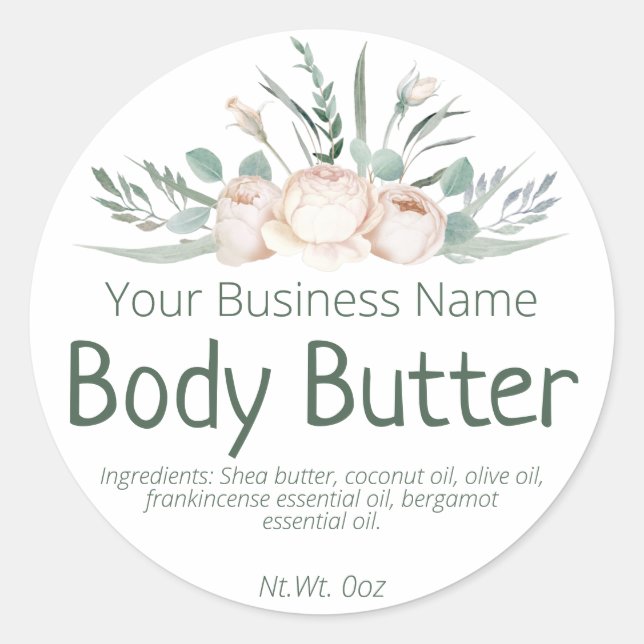 Aufkleber-Etikett für hausgemachte Body Butter Runder Aufkleber (Vorderseite)