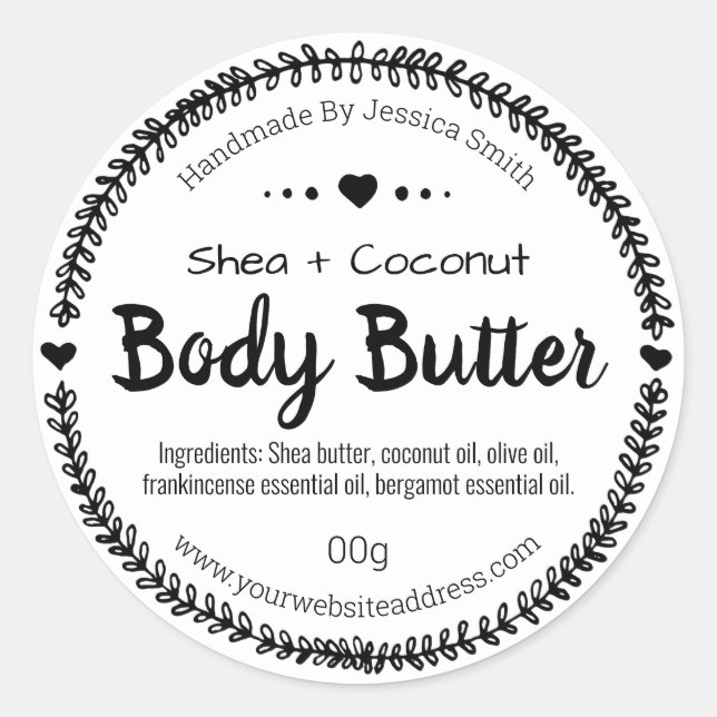 Aufkleber-Etikett für hausgemachte Body Butter Runder Aufkleber (Vorderseite)